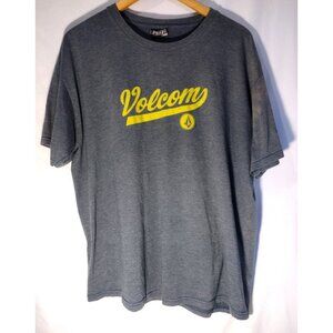 Volcom Logo Men's Short Sleeve T-Shirt Blue With Yellow Graphic XL